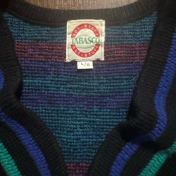 Tabasco V-Neck Sweater - Black and Blue Pattern - Picture 3 of 5